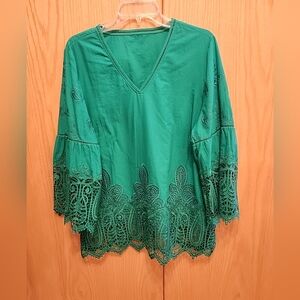 Chicos Lacey Top/tunic Sz 2/L. Girley Artsy Festive Coquette